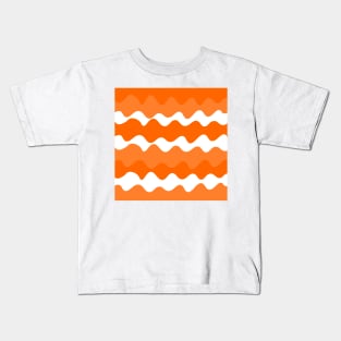 Orange and white horizontal waves pattern Kids T-Shirt